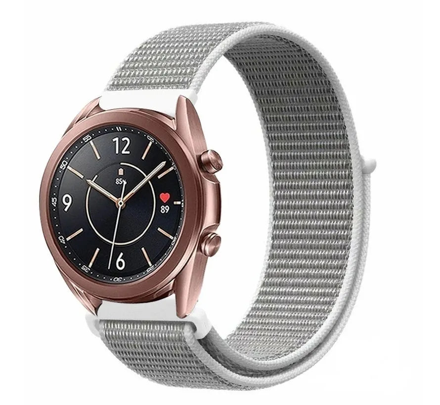 Nylon Strap, grey, on a watch, 3/4 front view