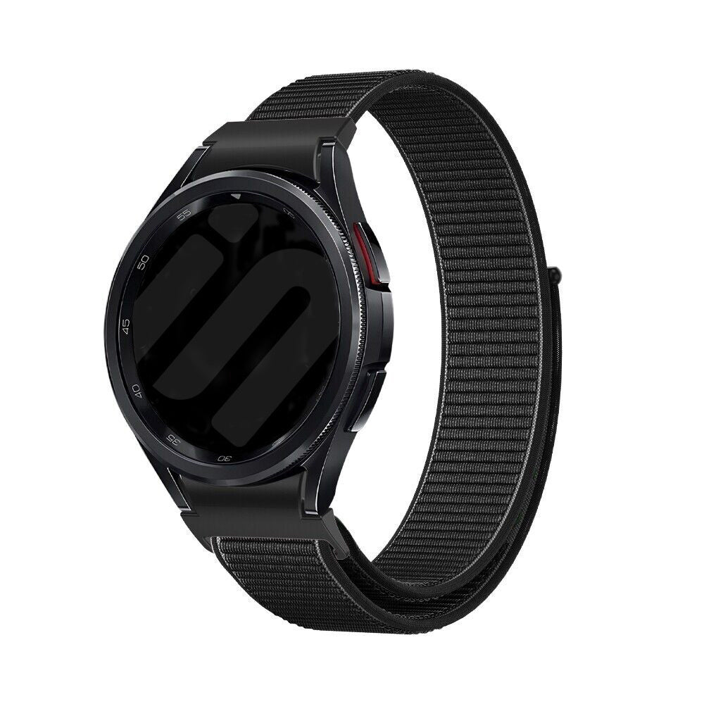 Nylon Strap 'One Push', black, on a watch, 3/4 front view