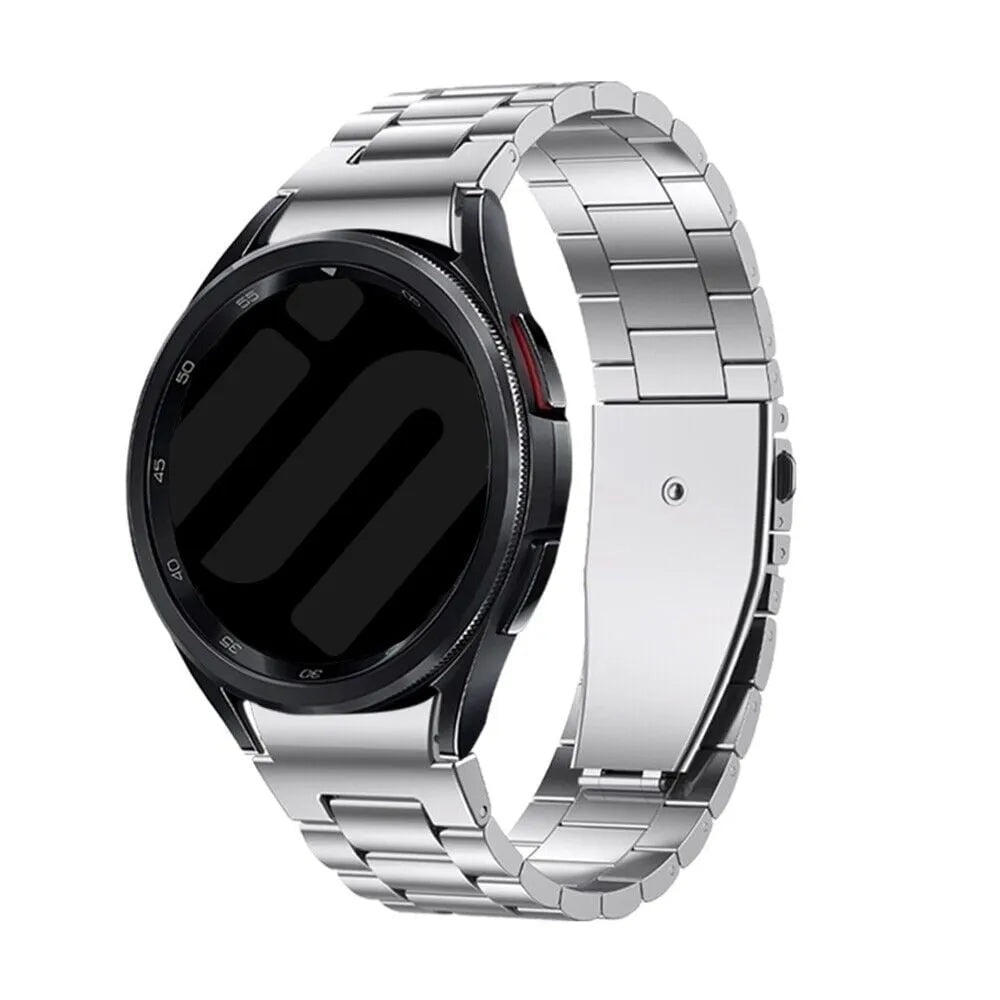 Steel Strap 'One Push', silver, on a watch, 3/4 front view