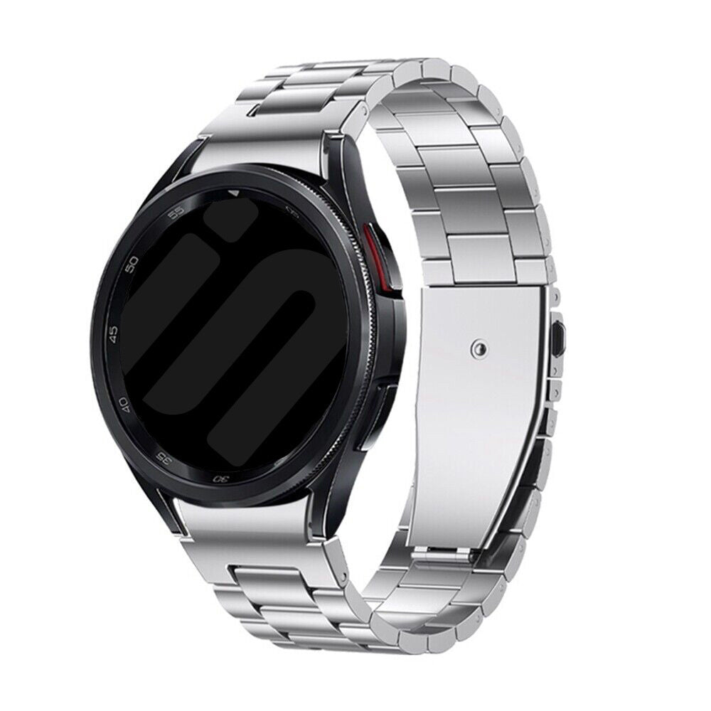 Steel Strap 'One Push', silver, on a watch, 3/4 front view