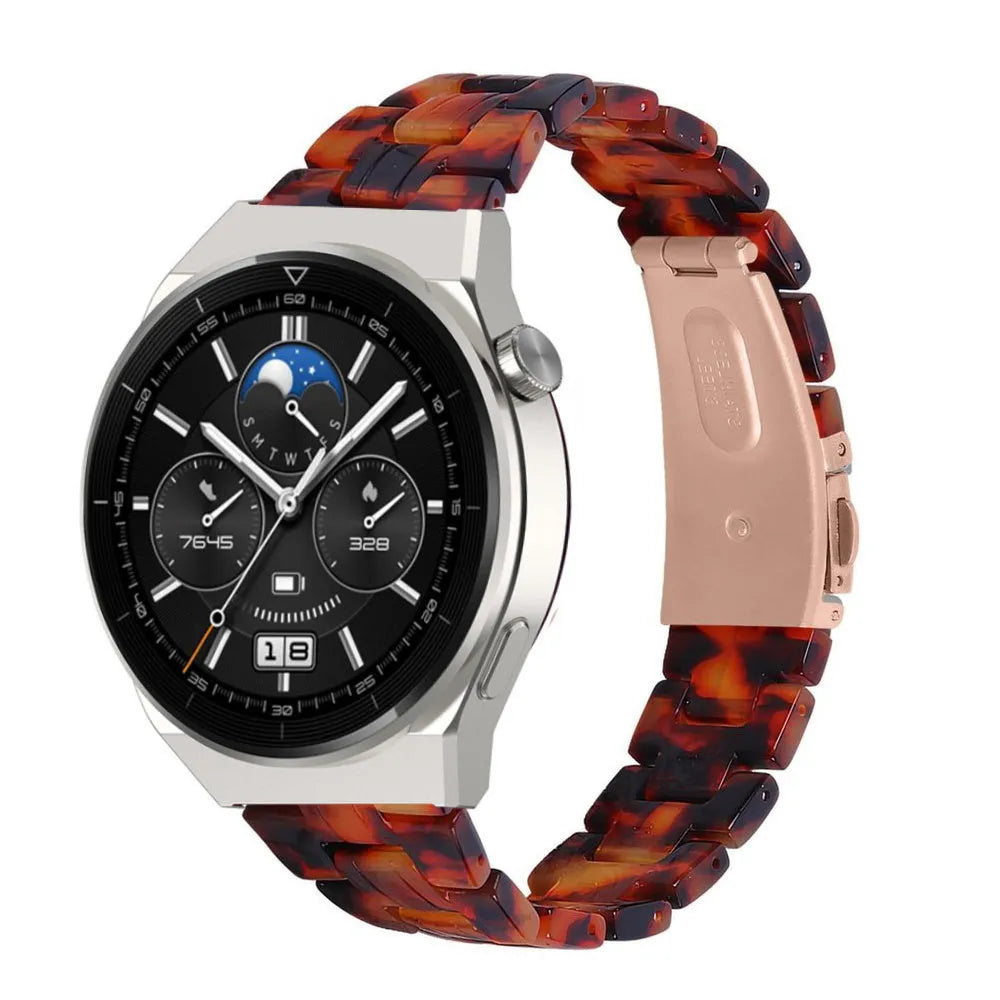 Metal Resin Strap, lava, on a watch, 3/4 front view
