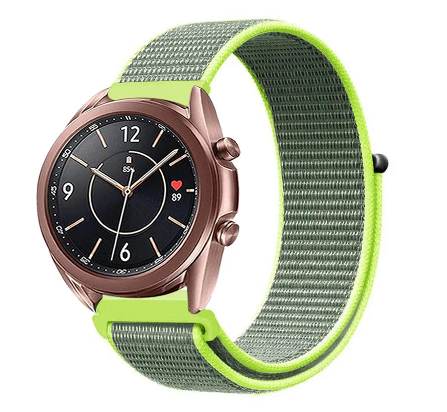 Nylon Strap, fluorescent, on a watch, 3/4 front view