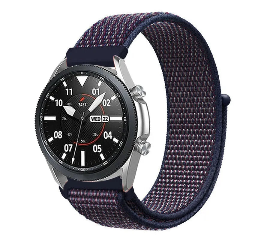 Nylon Strap, indigo, on a watch, 3/4 front view