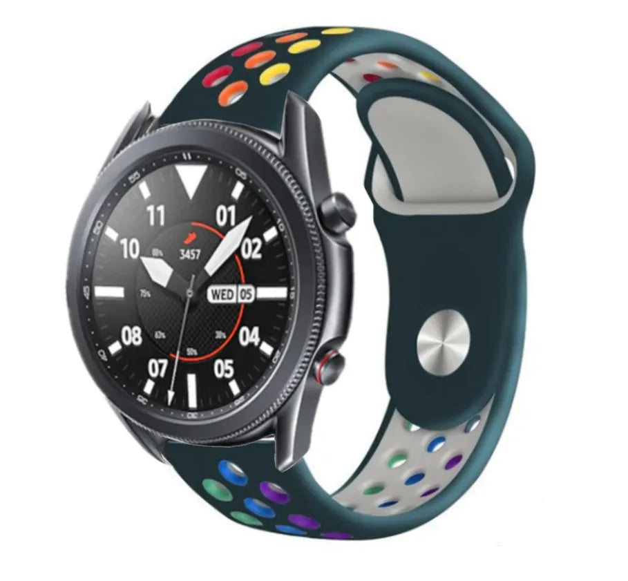 Silicone Sport Strap, on a watch, 3/4 front view