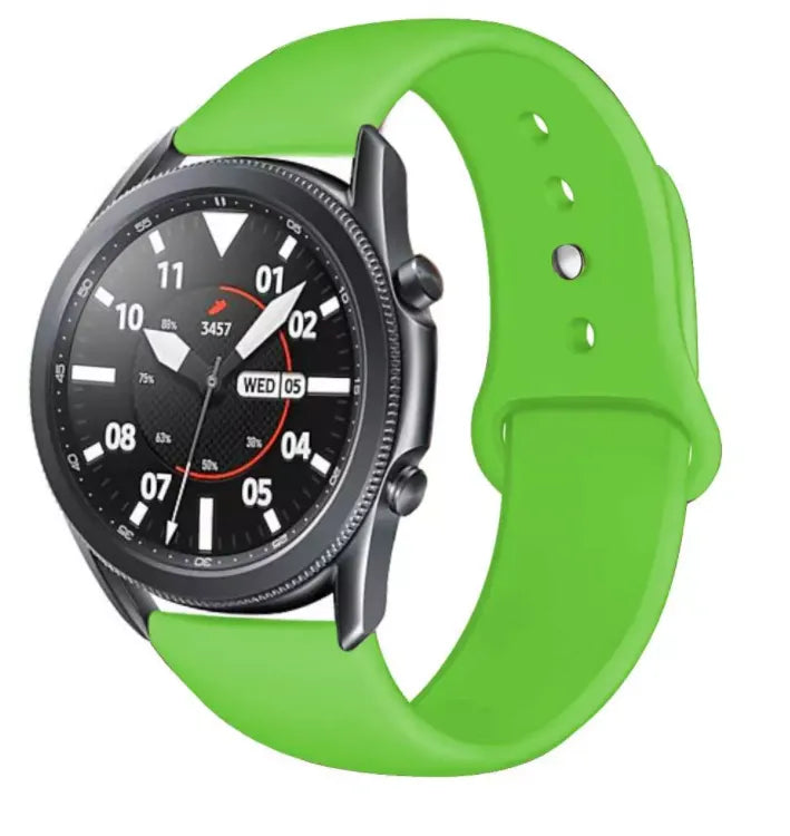 Silicone Sport Strap, light green, on a watch, 3/4 front view
