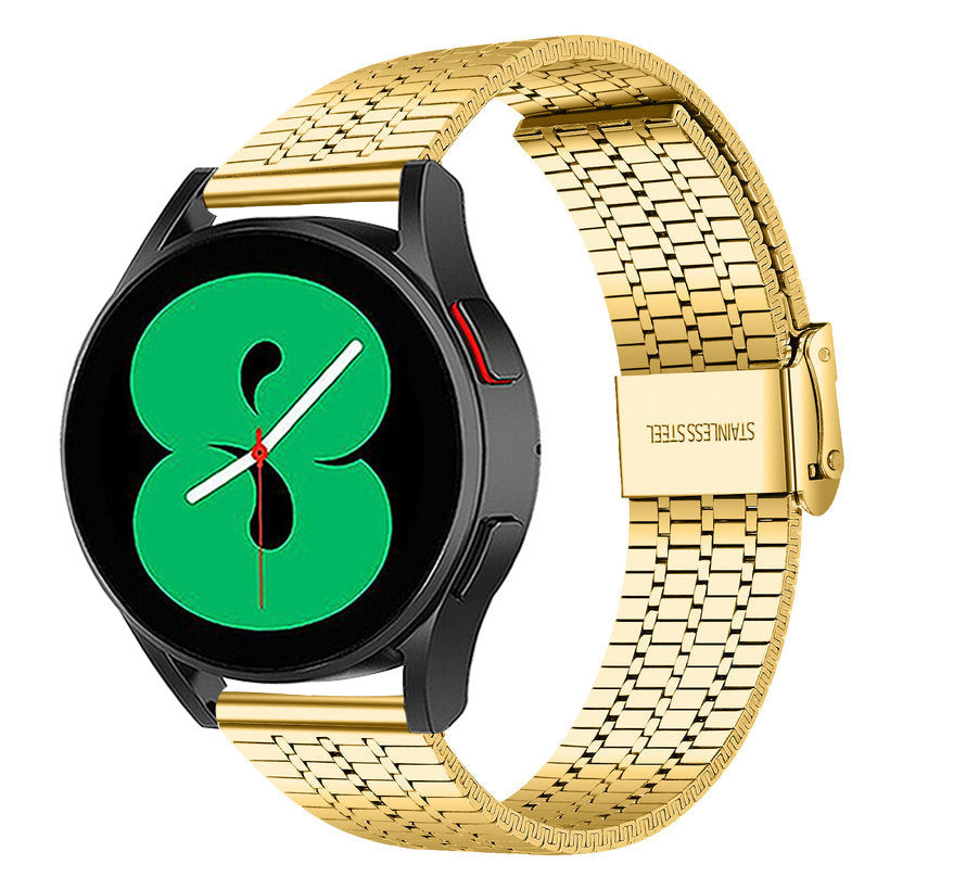 Fine Steel Strap, gold, on a watch, 3/4 front view