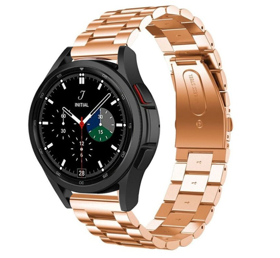 Steel Strap, rose gold, on a watch, 3/4 front view