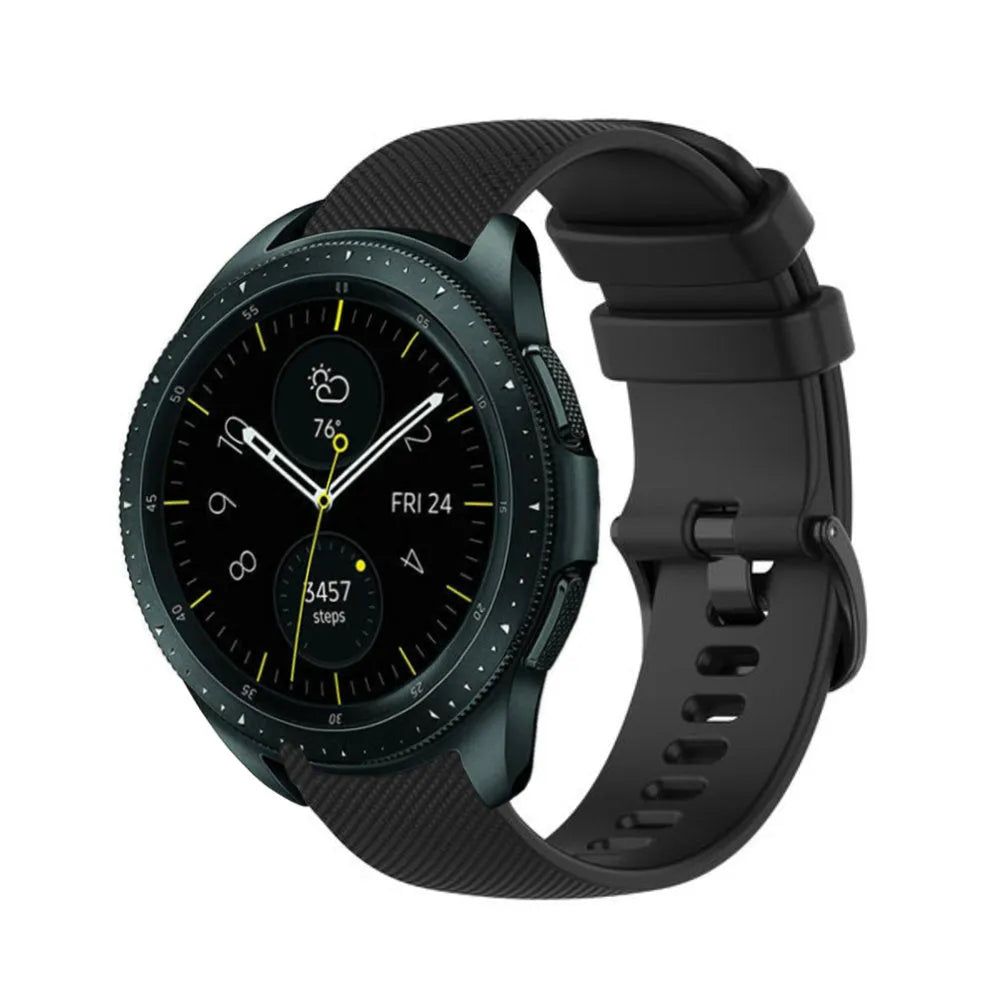 Premium Silicone Strap, black, on a watch, 3/4 front view