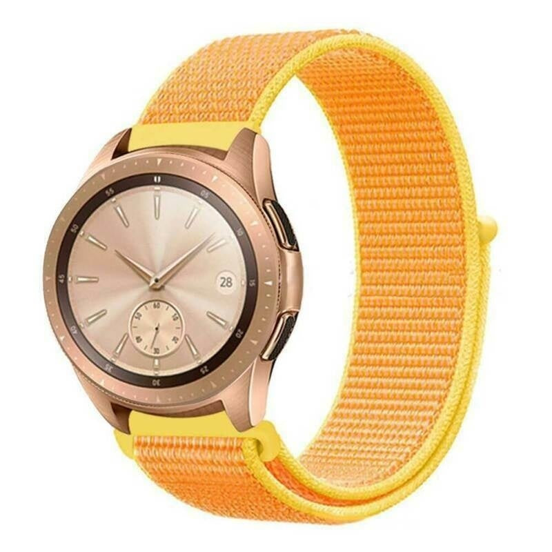 Nylon Strap, light yellow, on a watch, 3/4 front view
