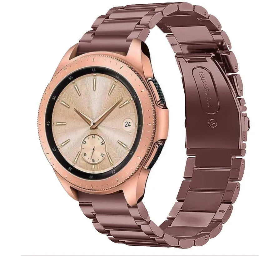 Steel Strap, bronze, on a watch, 3/4 front view