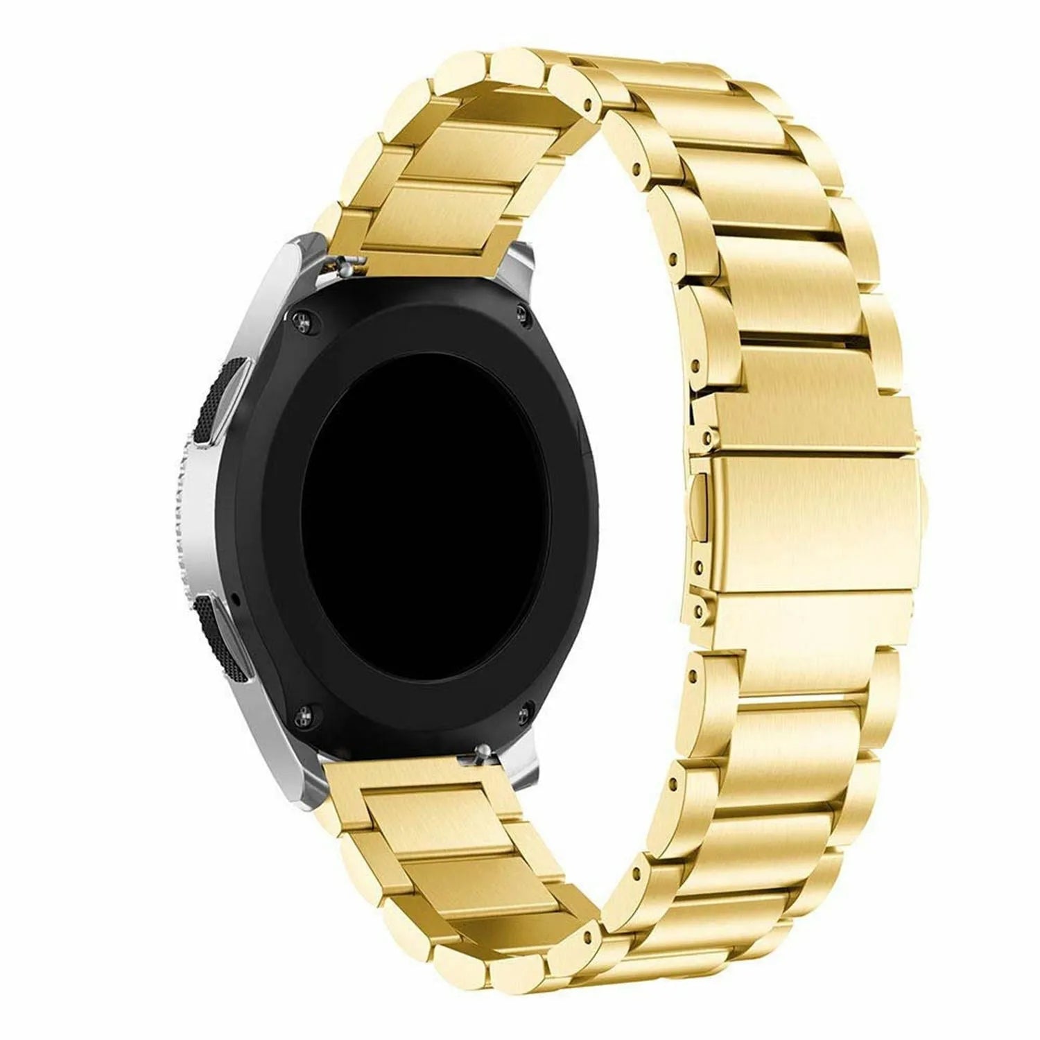 Steel Strap, gold, on a watch, 3/4 front view
