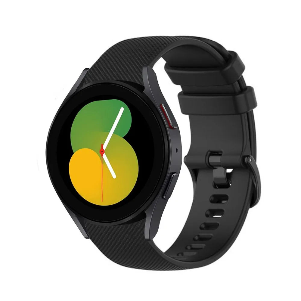 Premium Silicone Strap, black, on a watch, 3/4 front view