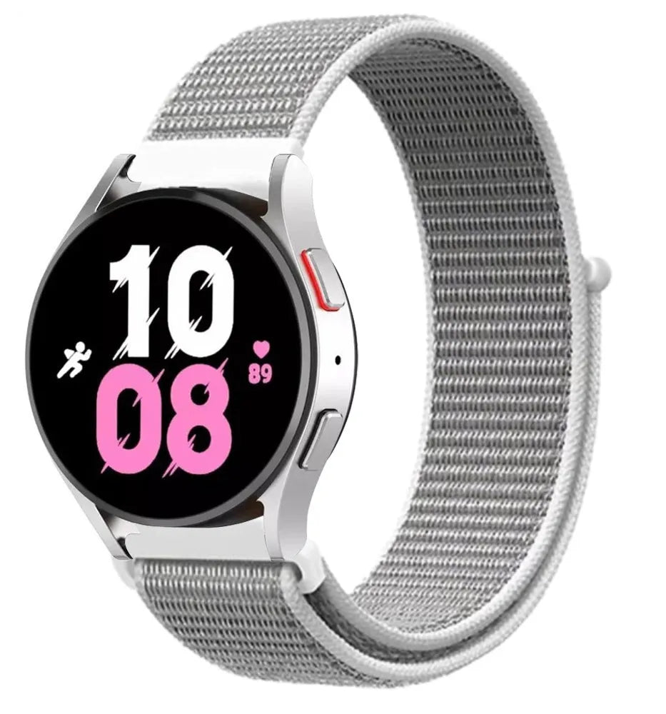 Nylon Strap, grey, on a watch, 3/4 front view