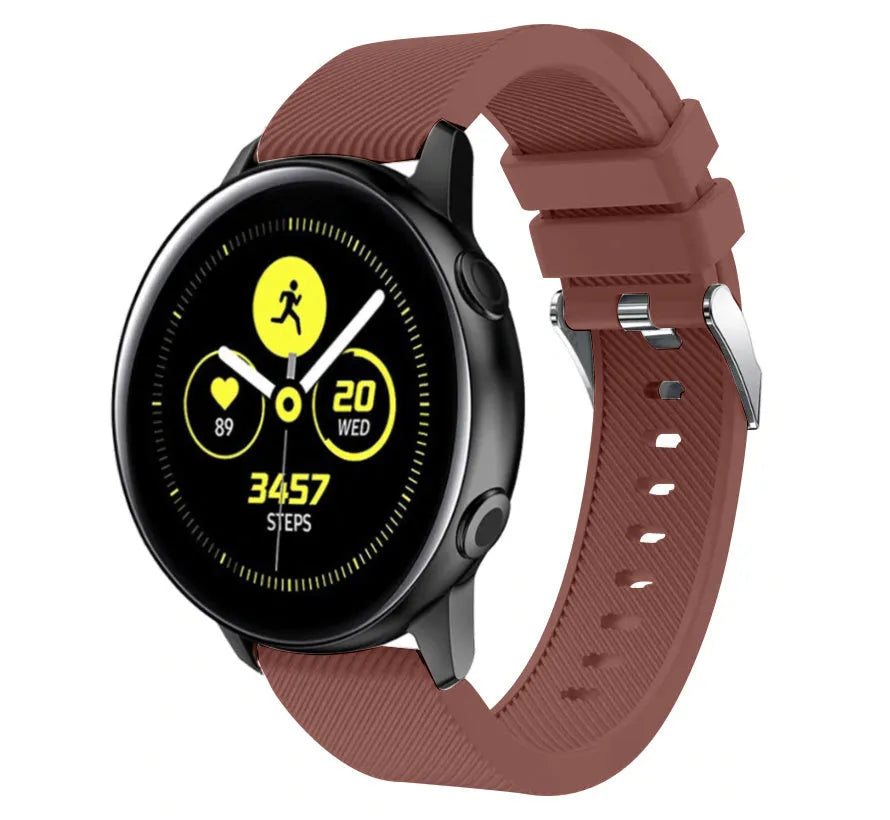Twill Silicone Strap, brown, on a watch, 3/4 front view