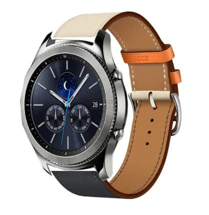 Leather Strap 'Duo', on a watch, 3/4 front view