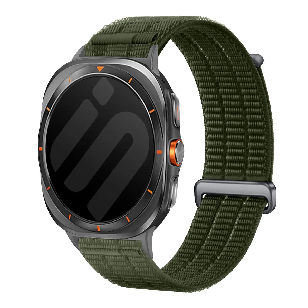 Nylon Air Strap, dark green, on a watch, 3/4 front view