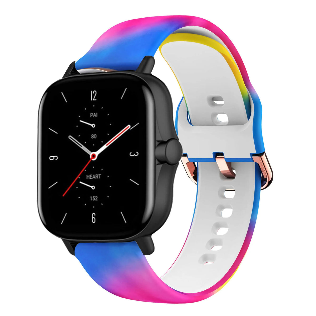 Print Silicone Strap, on a watch, 3/4 front view