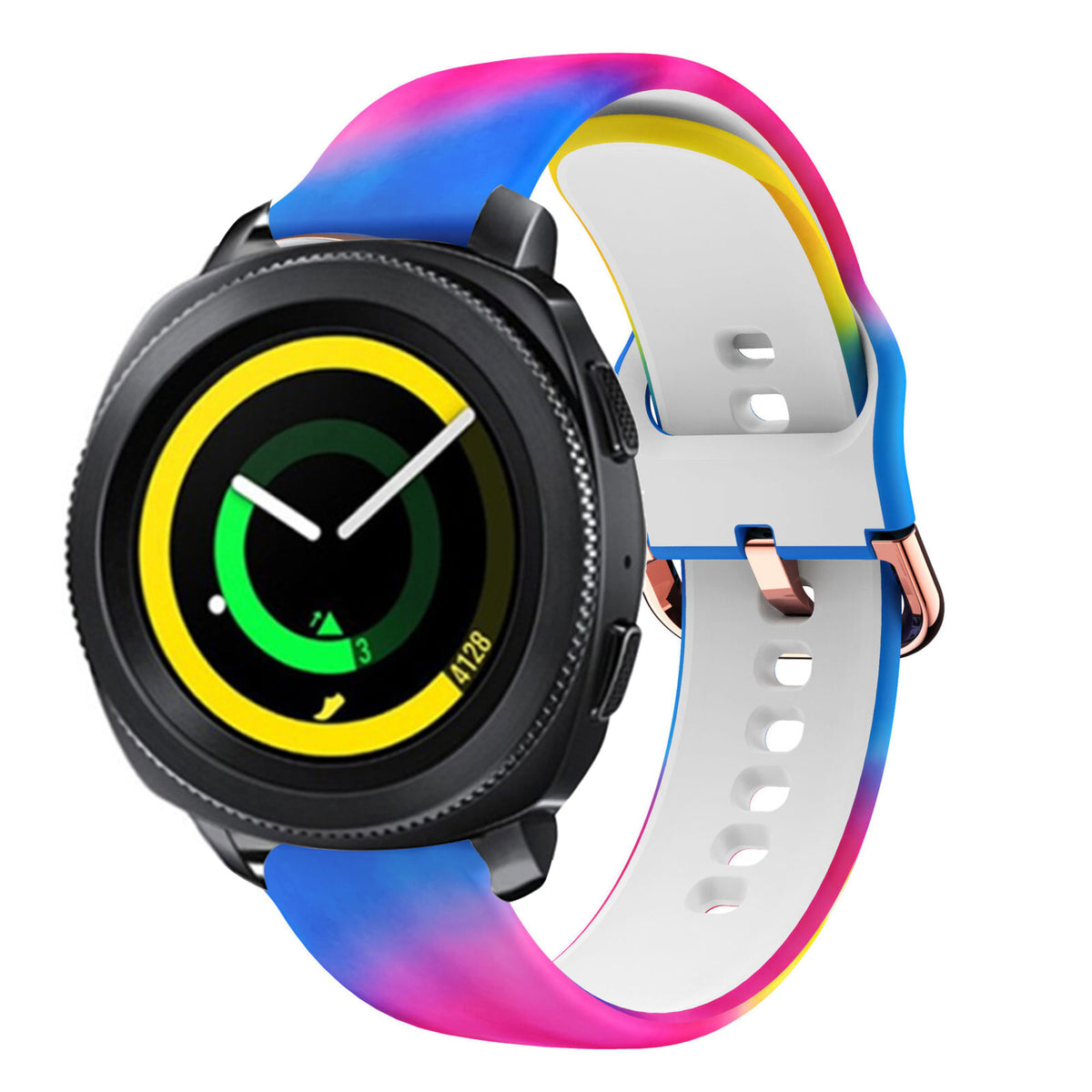 Print Silicone Strap, on a watch, 3/4 front view