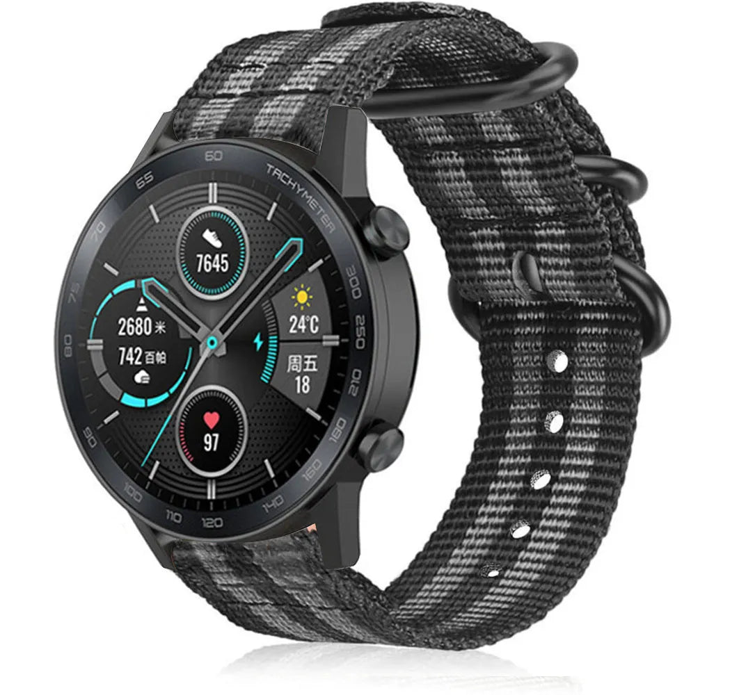 Bracelet nylon avec boucle Honor Magic Watch 2 (noir/gris)