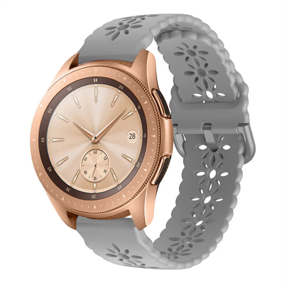Patterned Silicone Strap, grey, on a watch, 3/4 front view