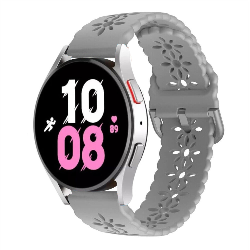 Patterned Silicone Strap, grey, on a watch, 3/4 front view