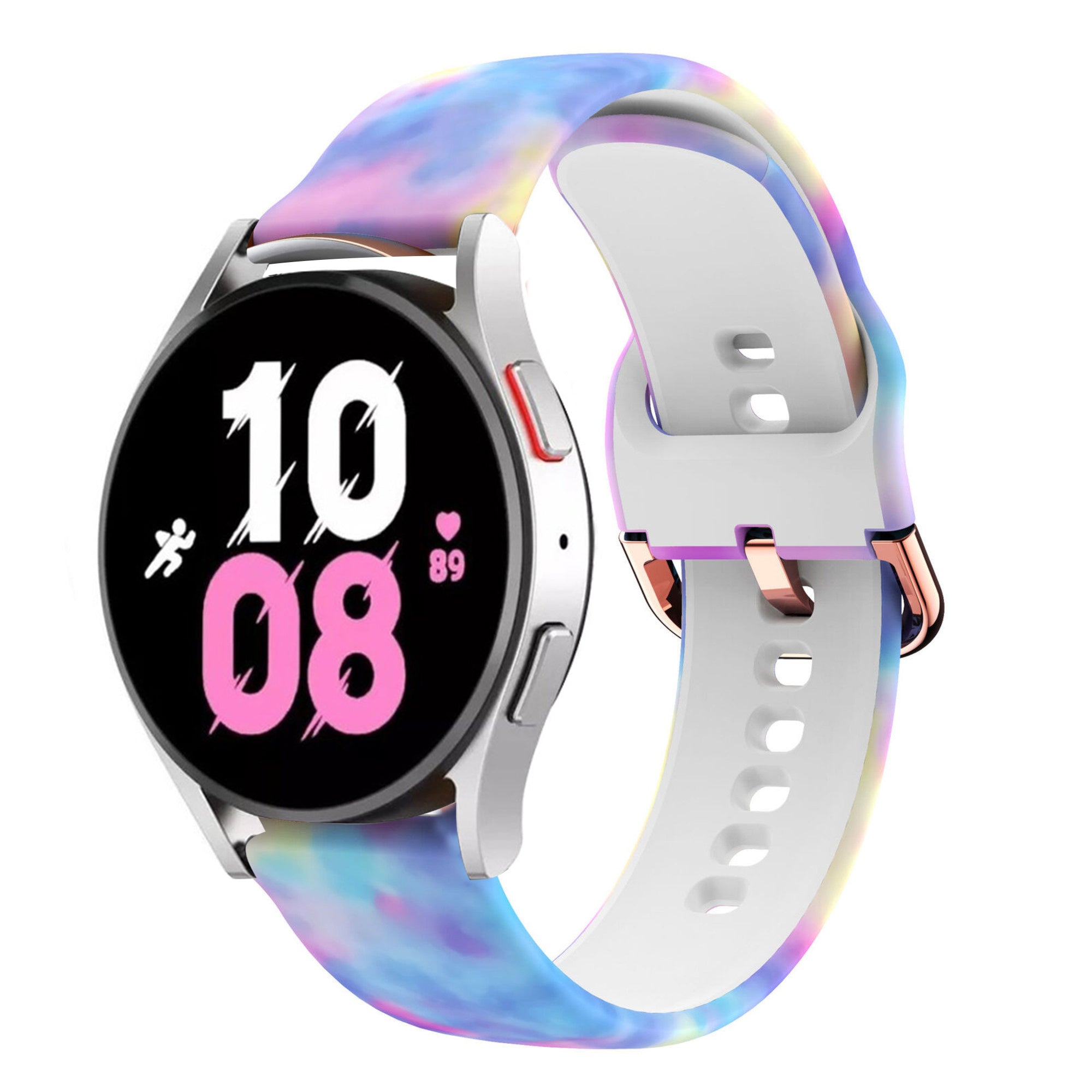 Print Silicone Strap, on a watch, 3/4 front view
