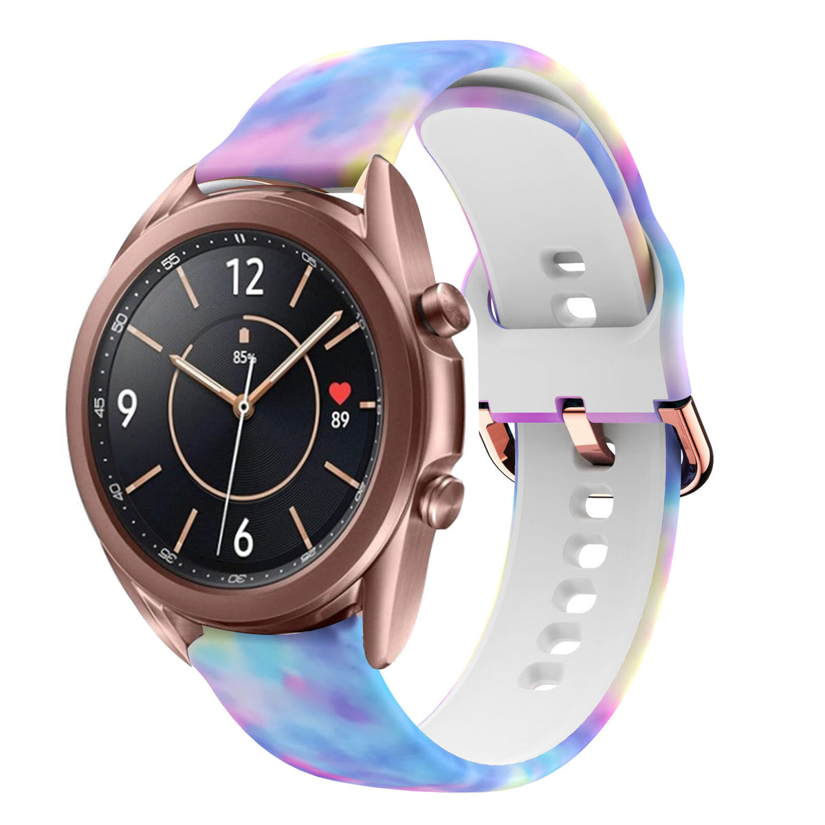 Print Silicone Strap, on a watch, 3/4 front view