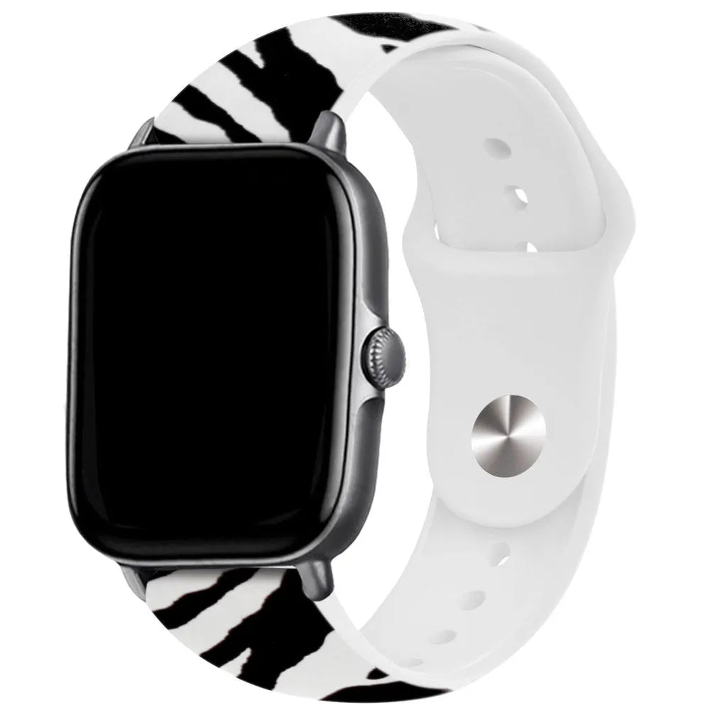 Print Silicone Strap, on a watch, 3/4 front view