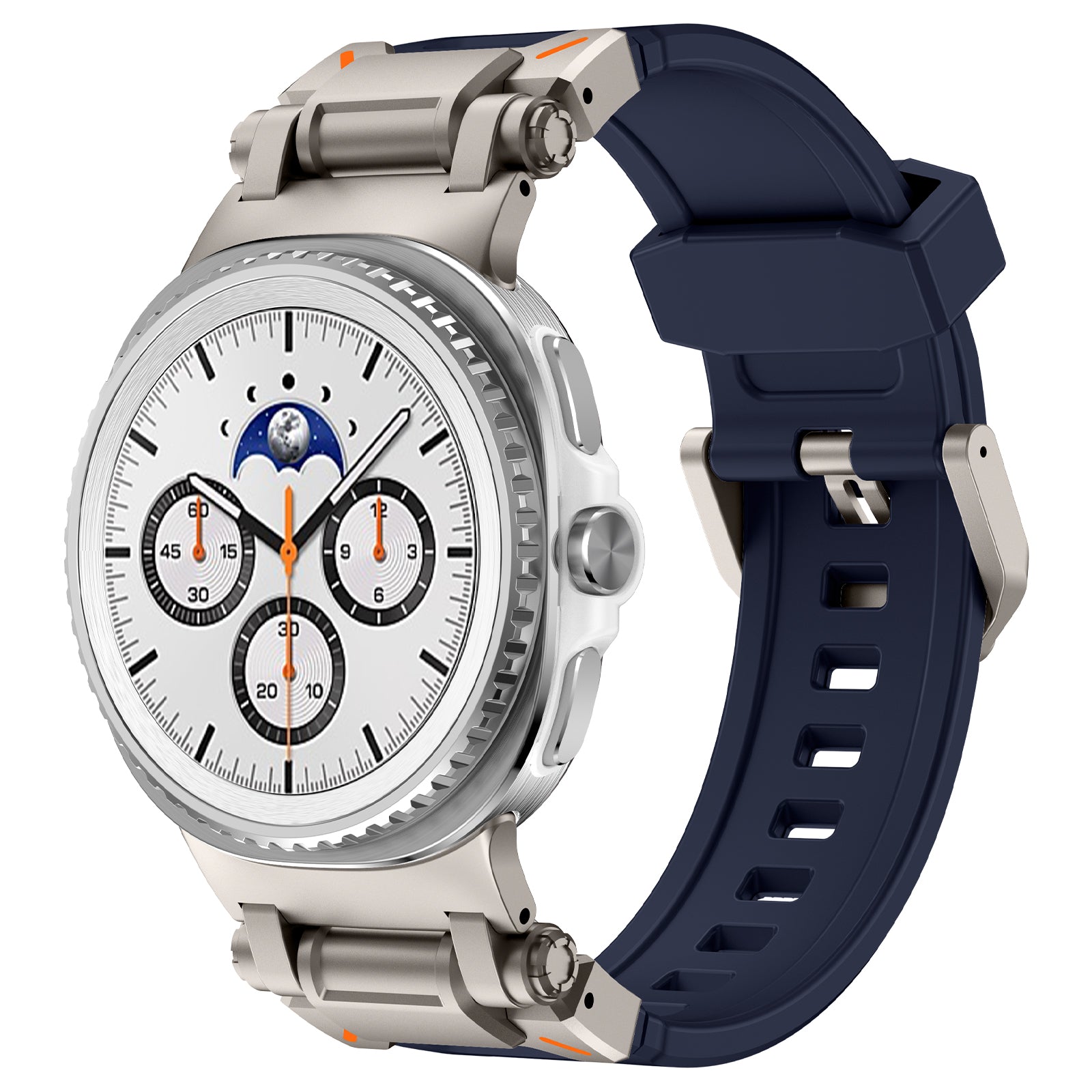 Samsung Galaxy Watch 8 - 44mm 'Explorer' silicone band (blauw met titanium)