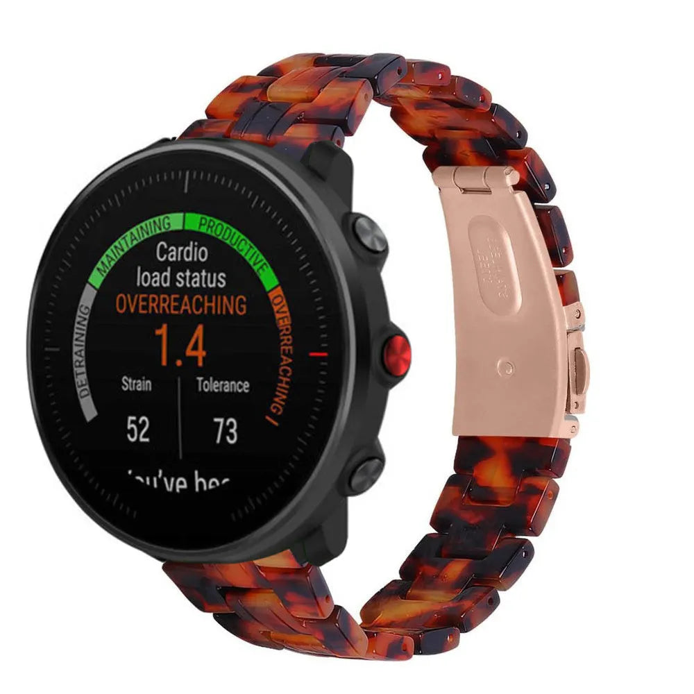 Metal Resin Strap, lava, on a watch, 3/4 front view