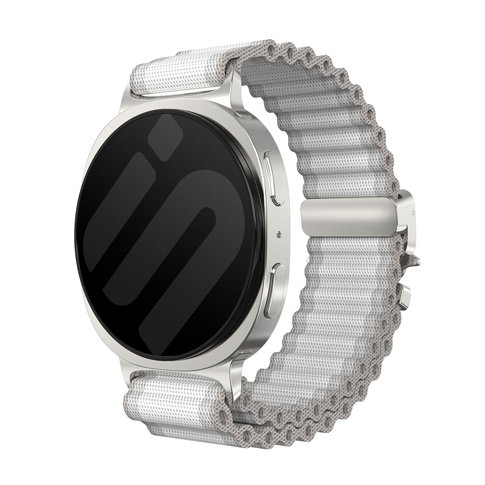 Correa nylon Outdoor con hebilla-P Samsung Galaxy Watch 8 - 40mm (blanco con plata)