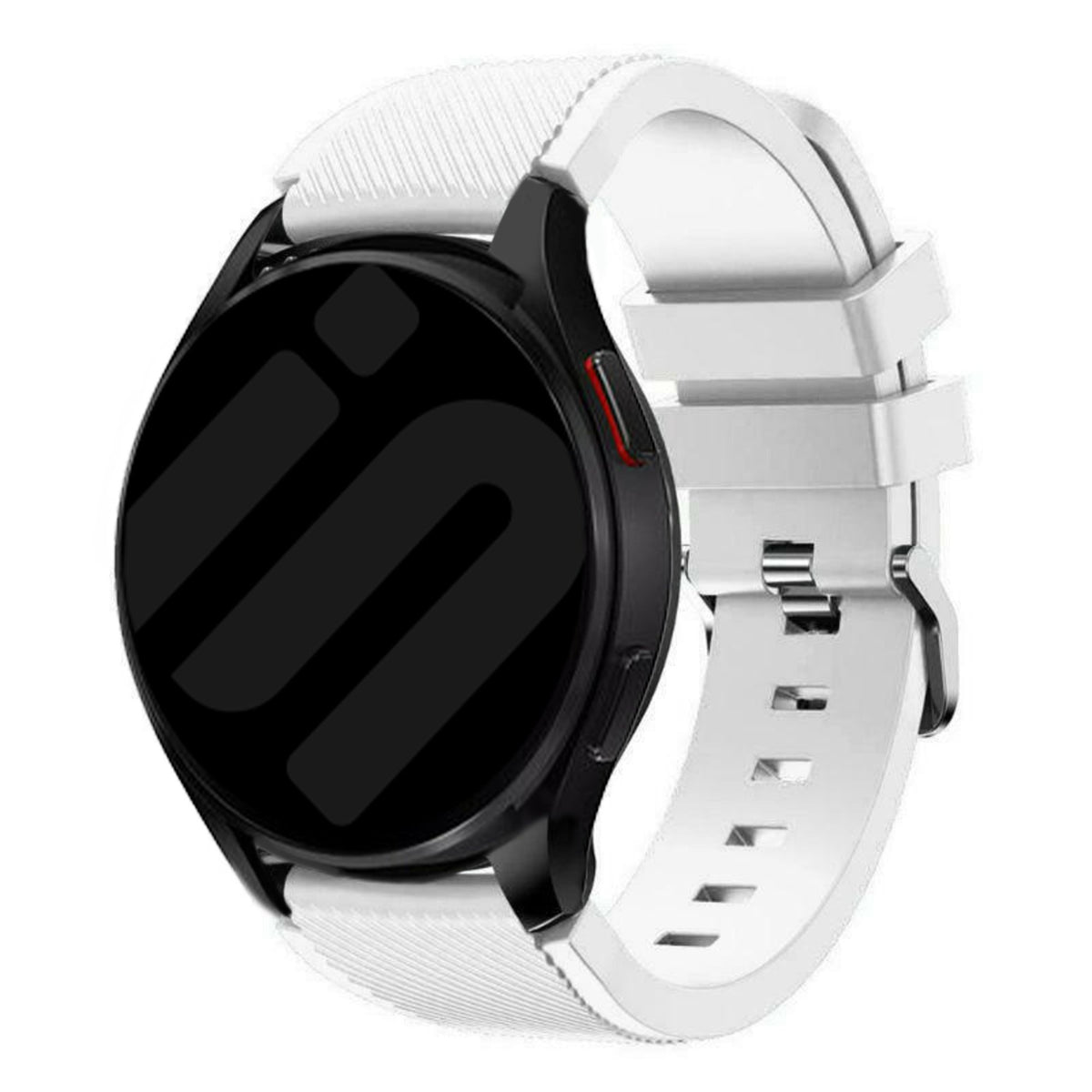 Twill Silicone Strap, white, on a watch, 3/4 front view