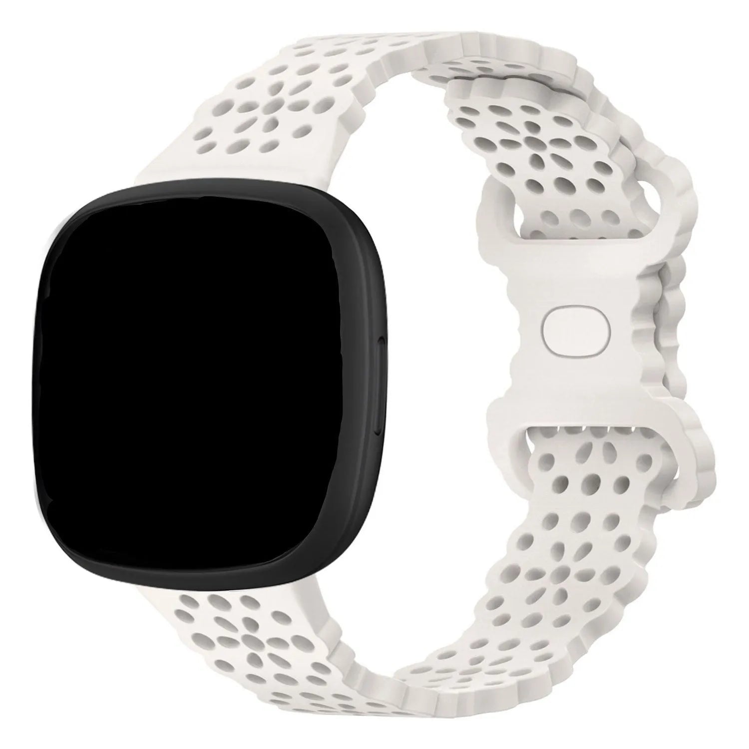 Patterned Silicone Strap, off-white, on a watch, 3/4 front view