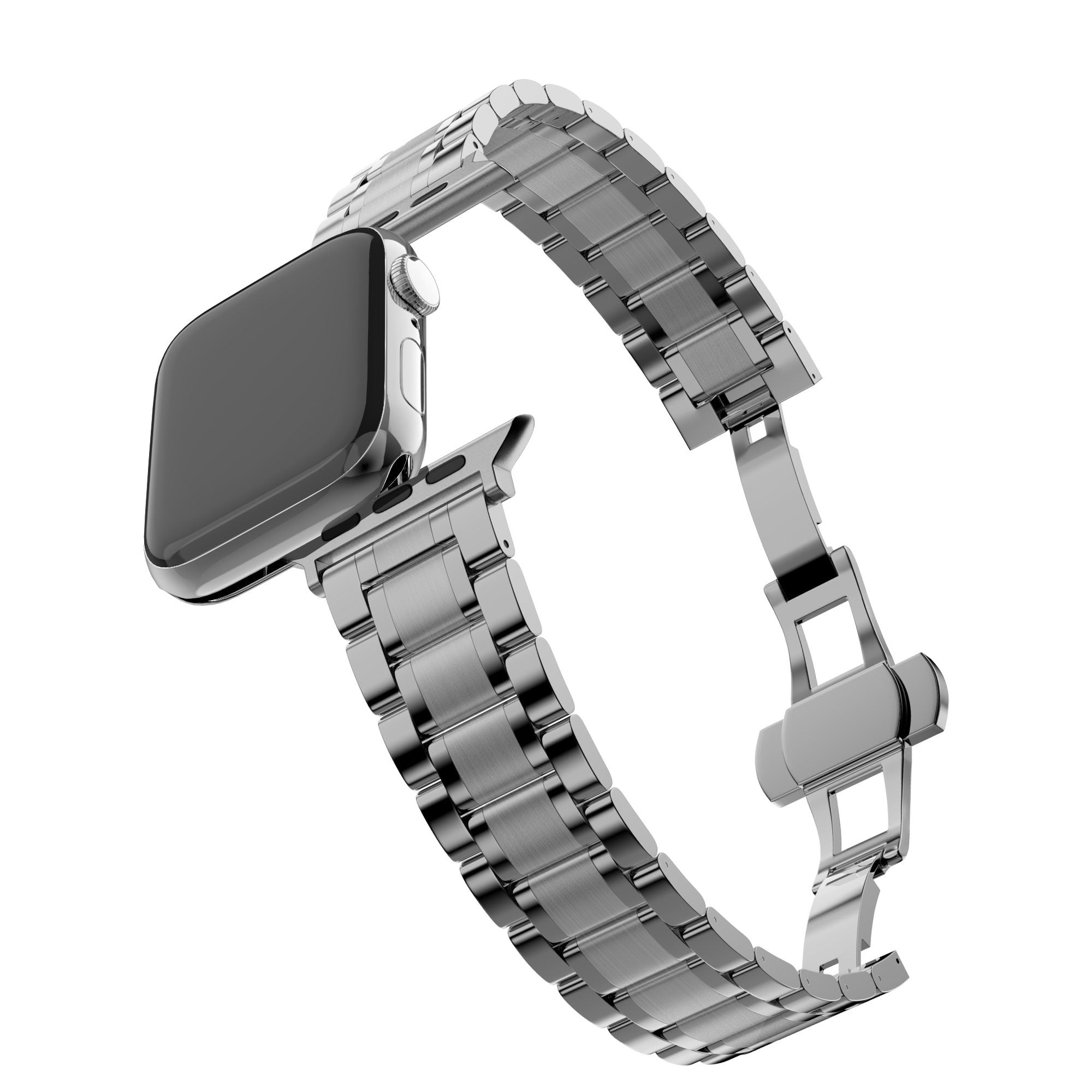 Bandz Apple Watch Ultra stalen schakel band 'Deluxe' (zilver)