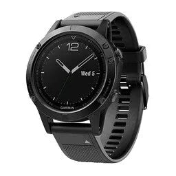 Silicone Strap, black, on a watch, 3/4 front view