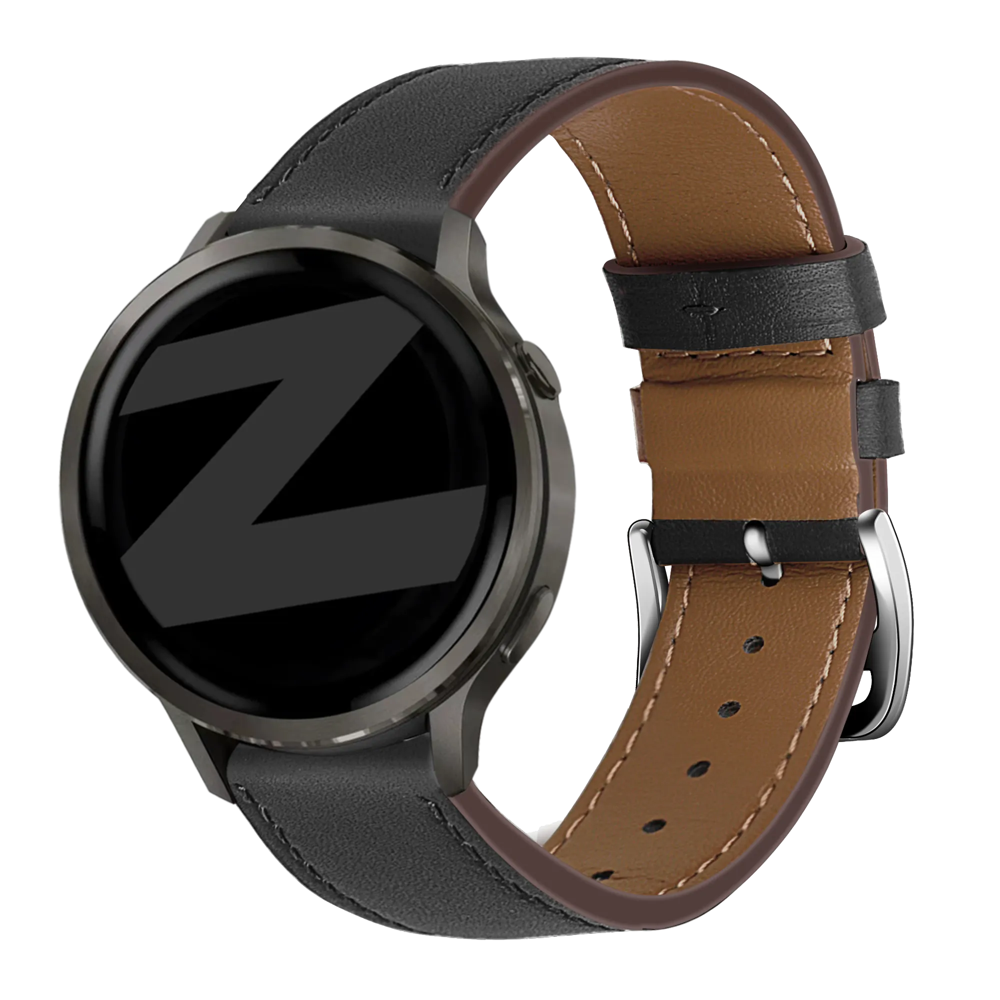 Bandz Bracelet cuir 'Deluxe' Garmin Forerunner 570 - 47mm (noir)