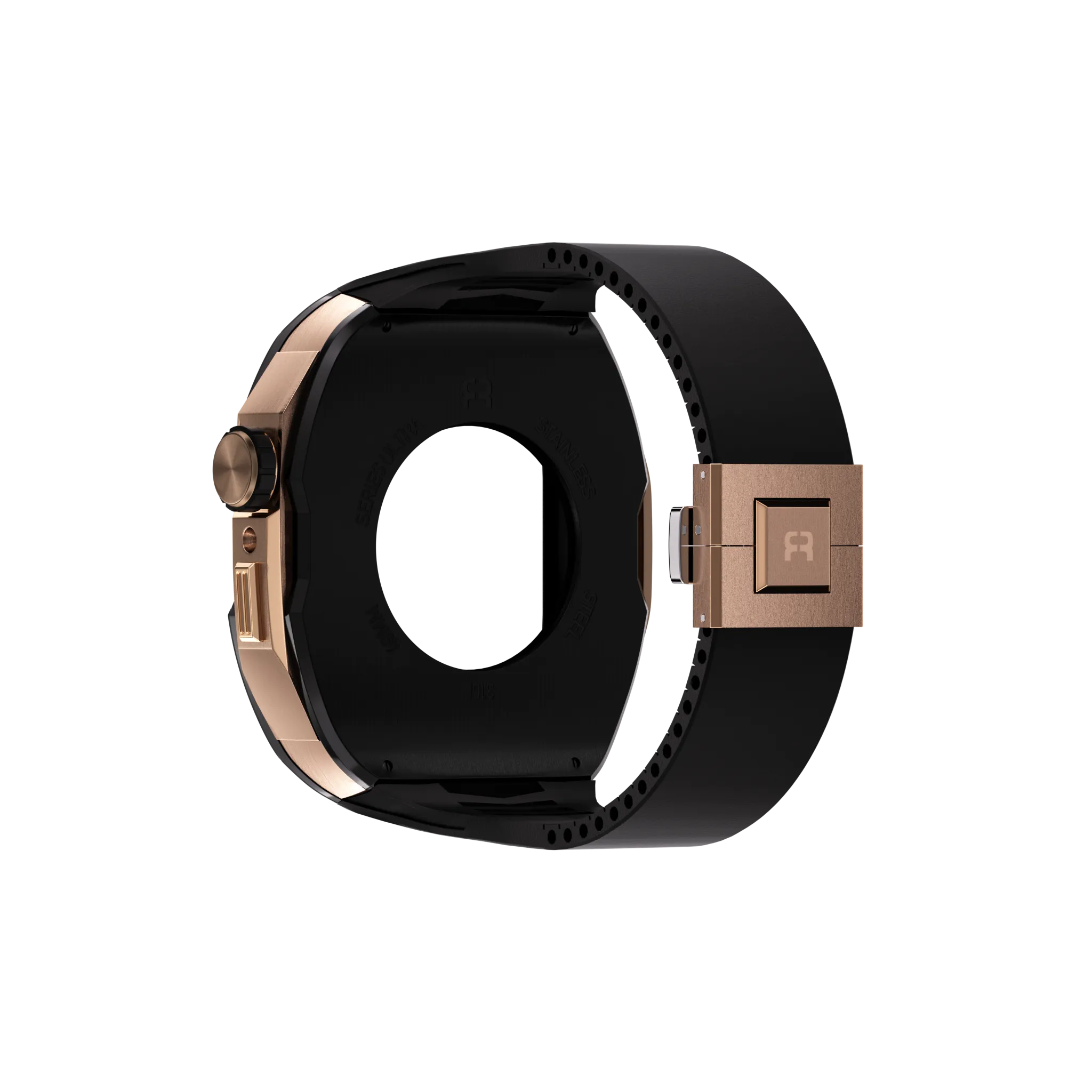 Reqior Boîtier avec bracelet en caoutchouc Apple Watch 45mm (noir/rose or)