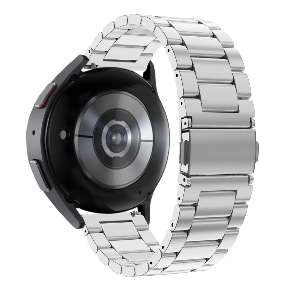 Steel Strap 'Classic', silver, on a watch, 3/4 rear view