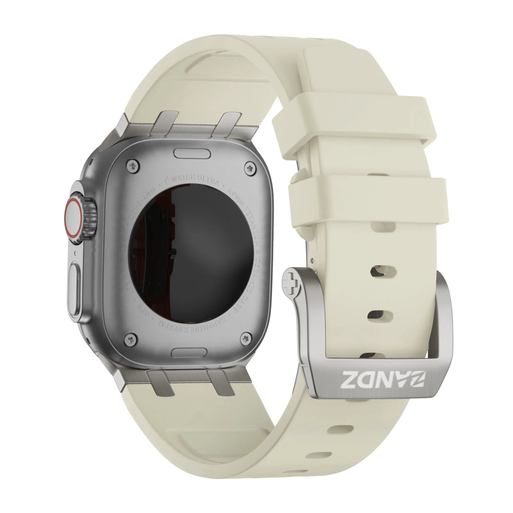 Bandz Apple Watch Silikonarmband 'Luxe Liquid' (Beige mit Titan)