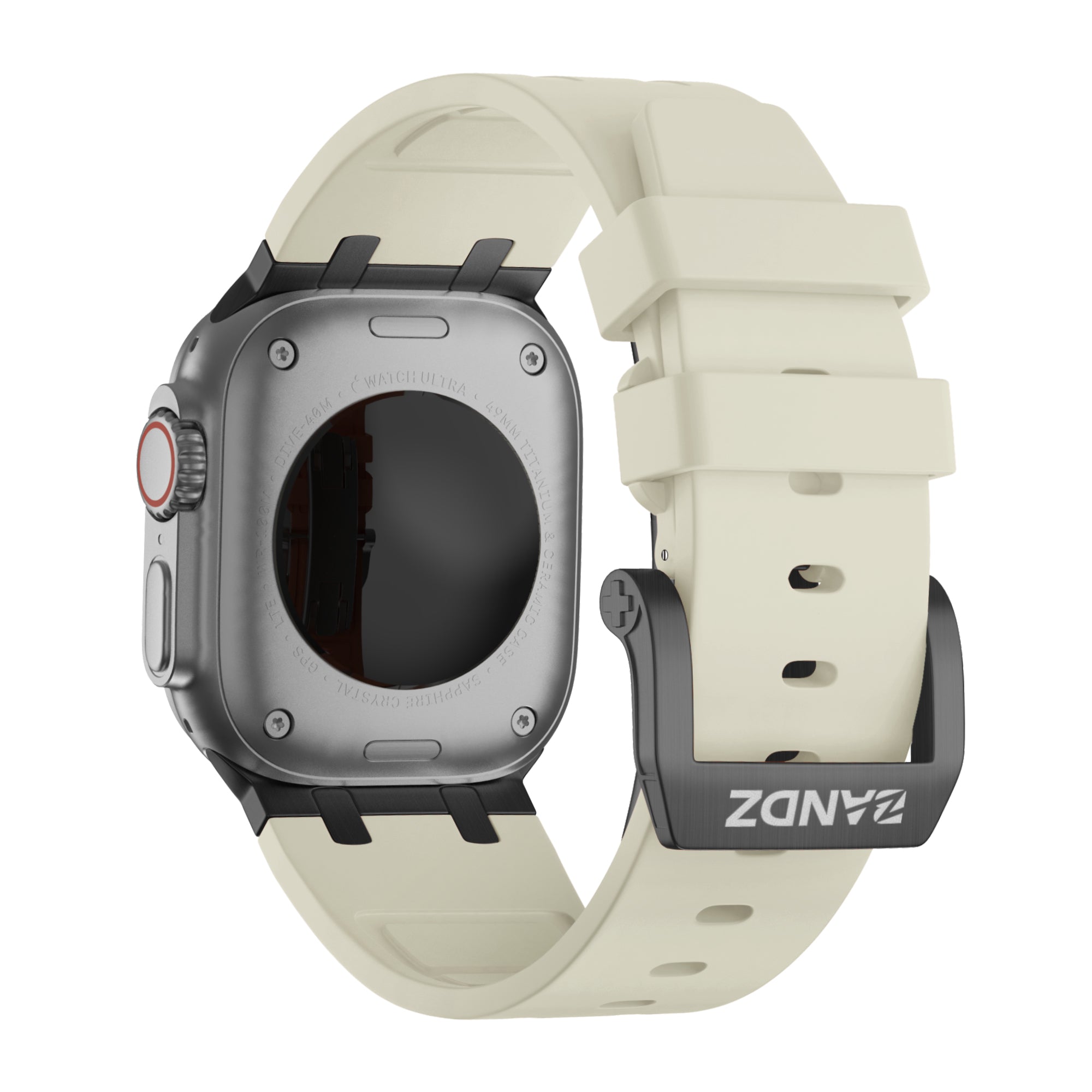 Bandz Apple Watch Ultra Silikonarmband Luxus Liquid (Beige mit Schwarz)