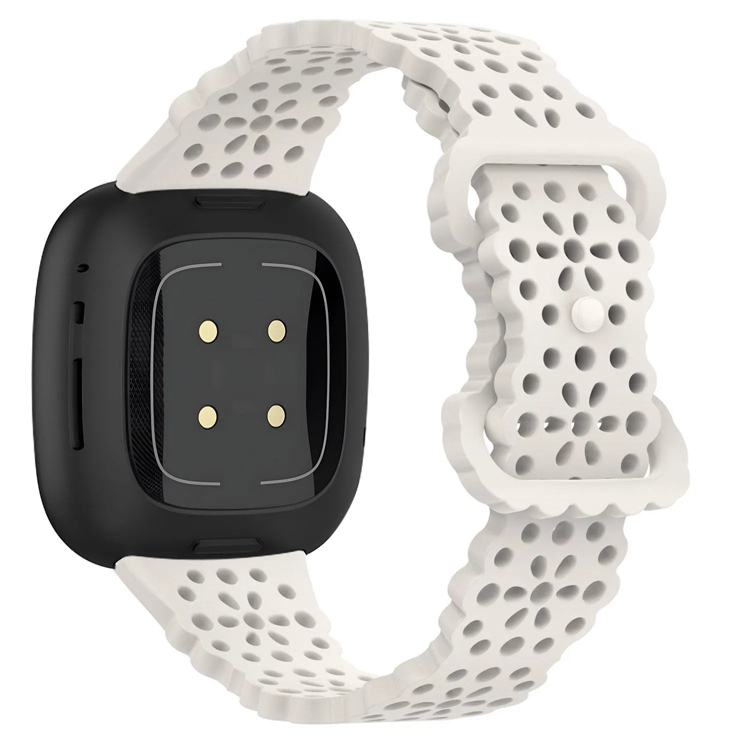 Patterned Silicone Strap, on a watch, 3/4 rear view