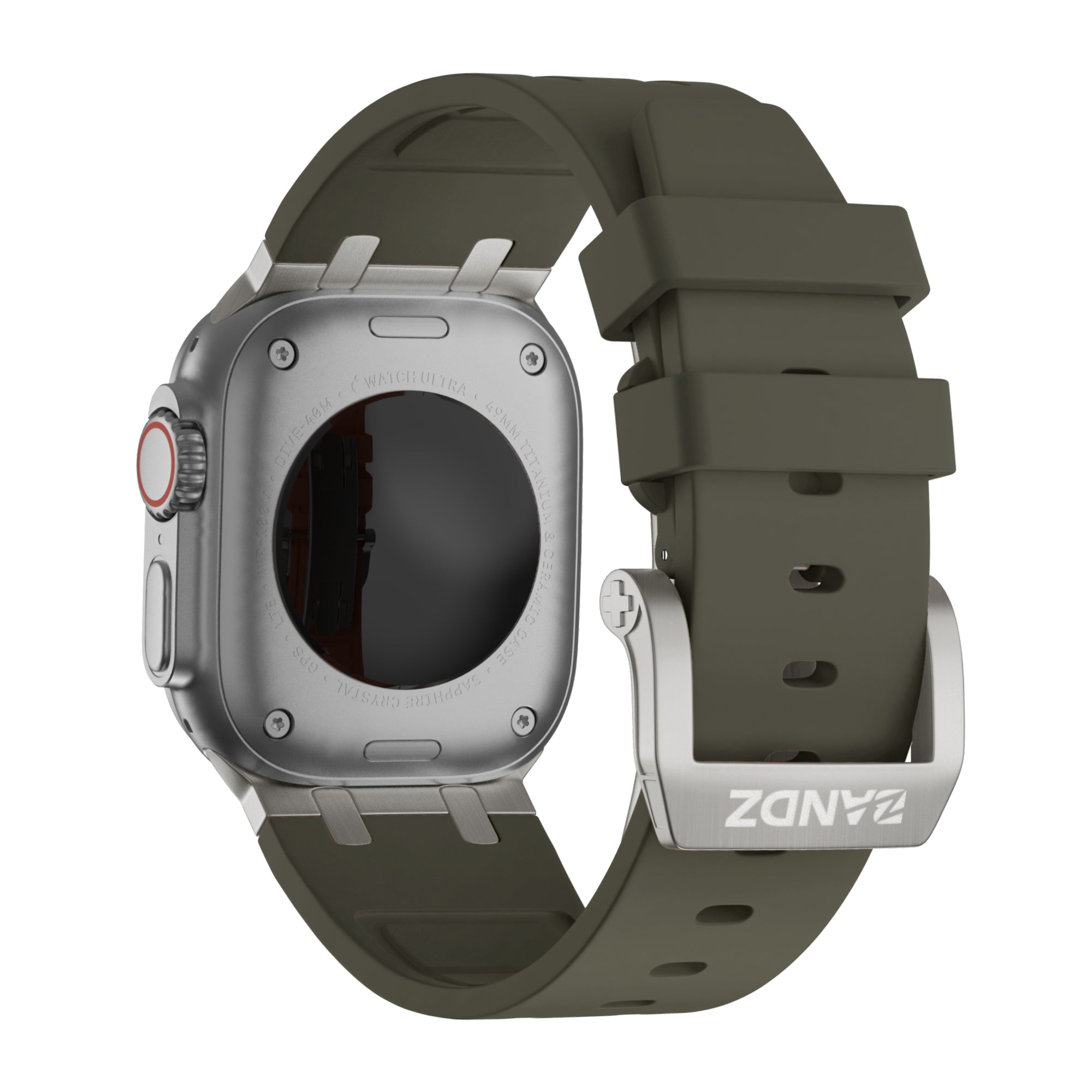 Bandz Apple Watch Ultra Silikonarmband Luxus Liquid (Braun mit Titan)
