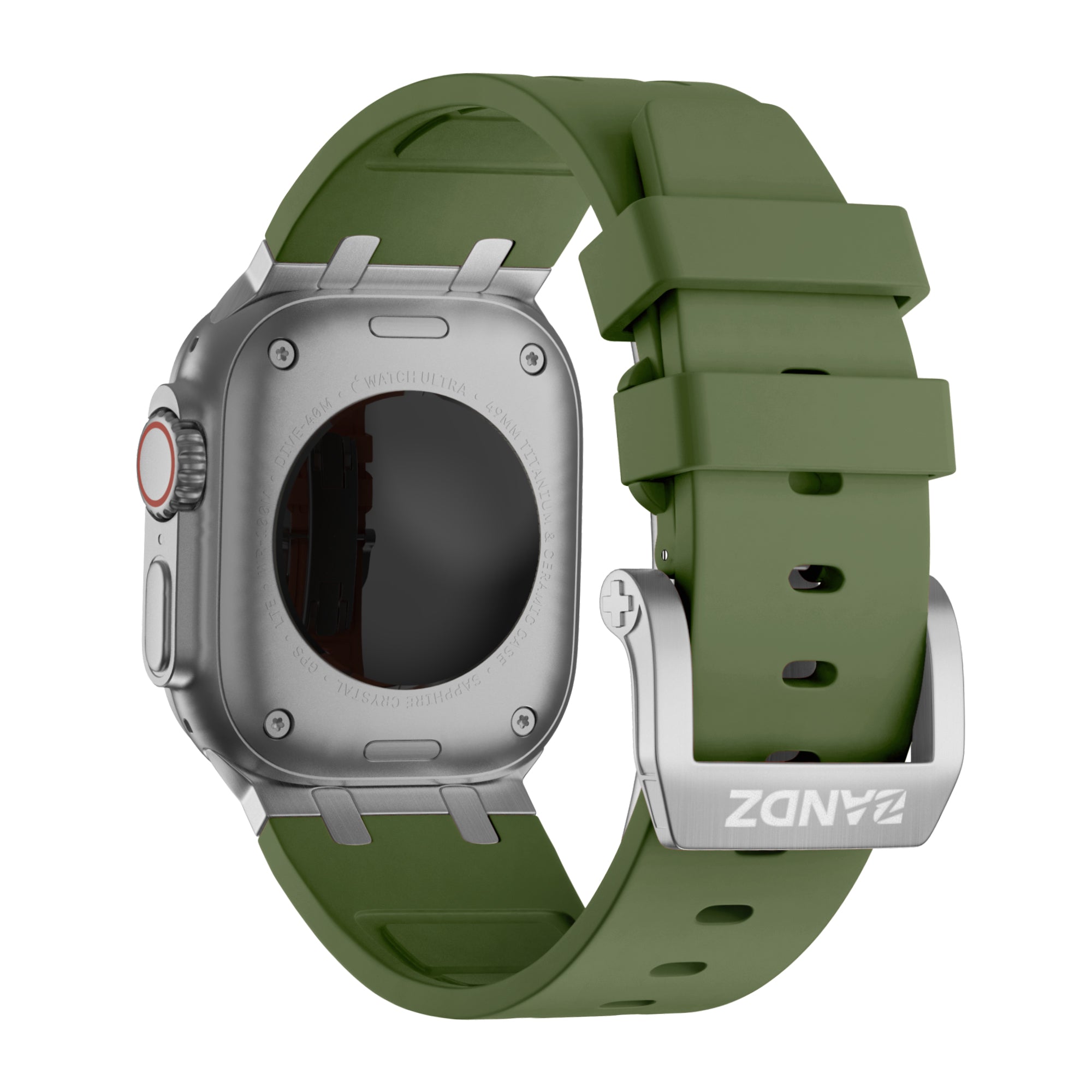 Bandz Apple Watch Ultra Silicone Strap 'Luxe Liquid' (Green with Silver)