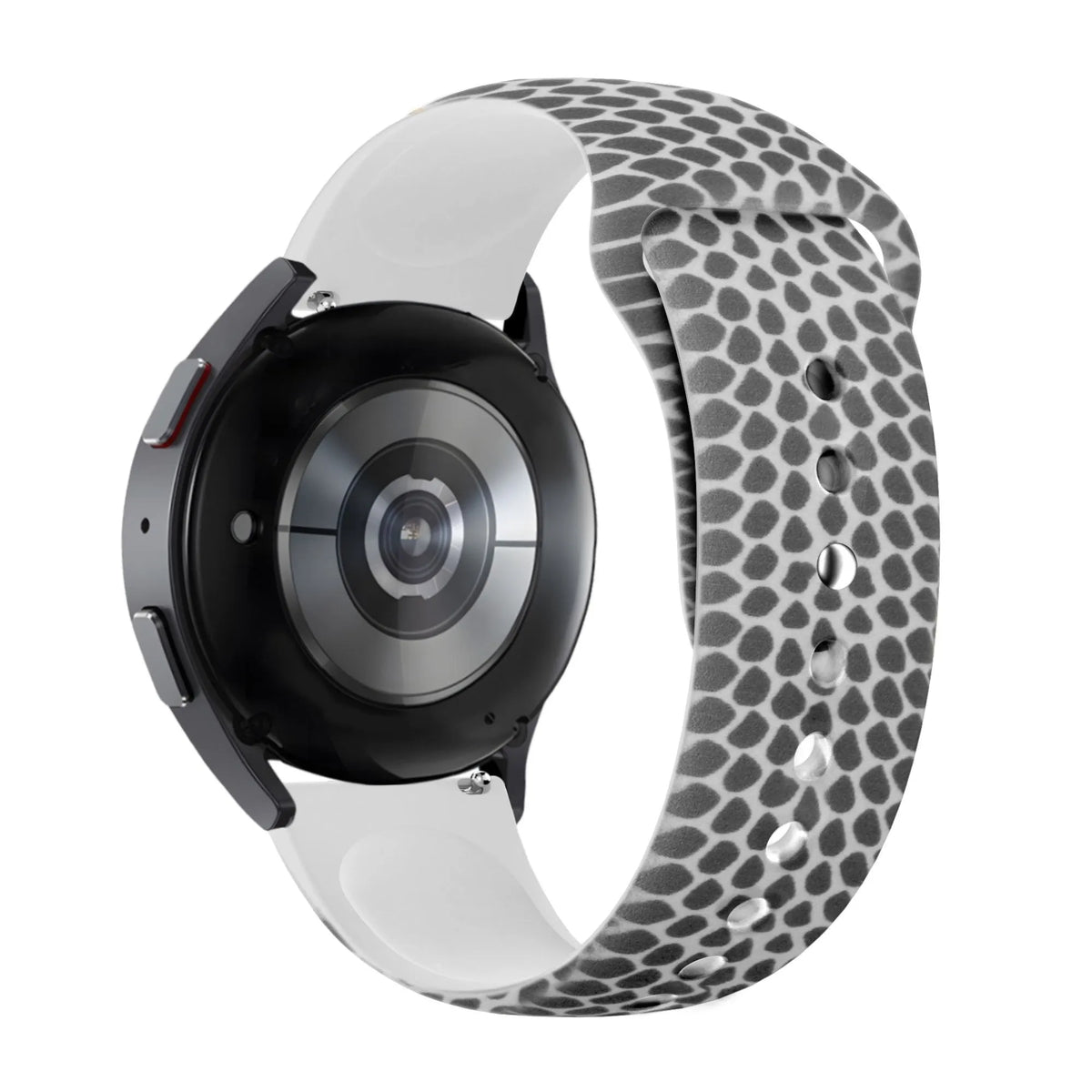 Silicone Patterned Strap, on a watch, 3/4 rear view