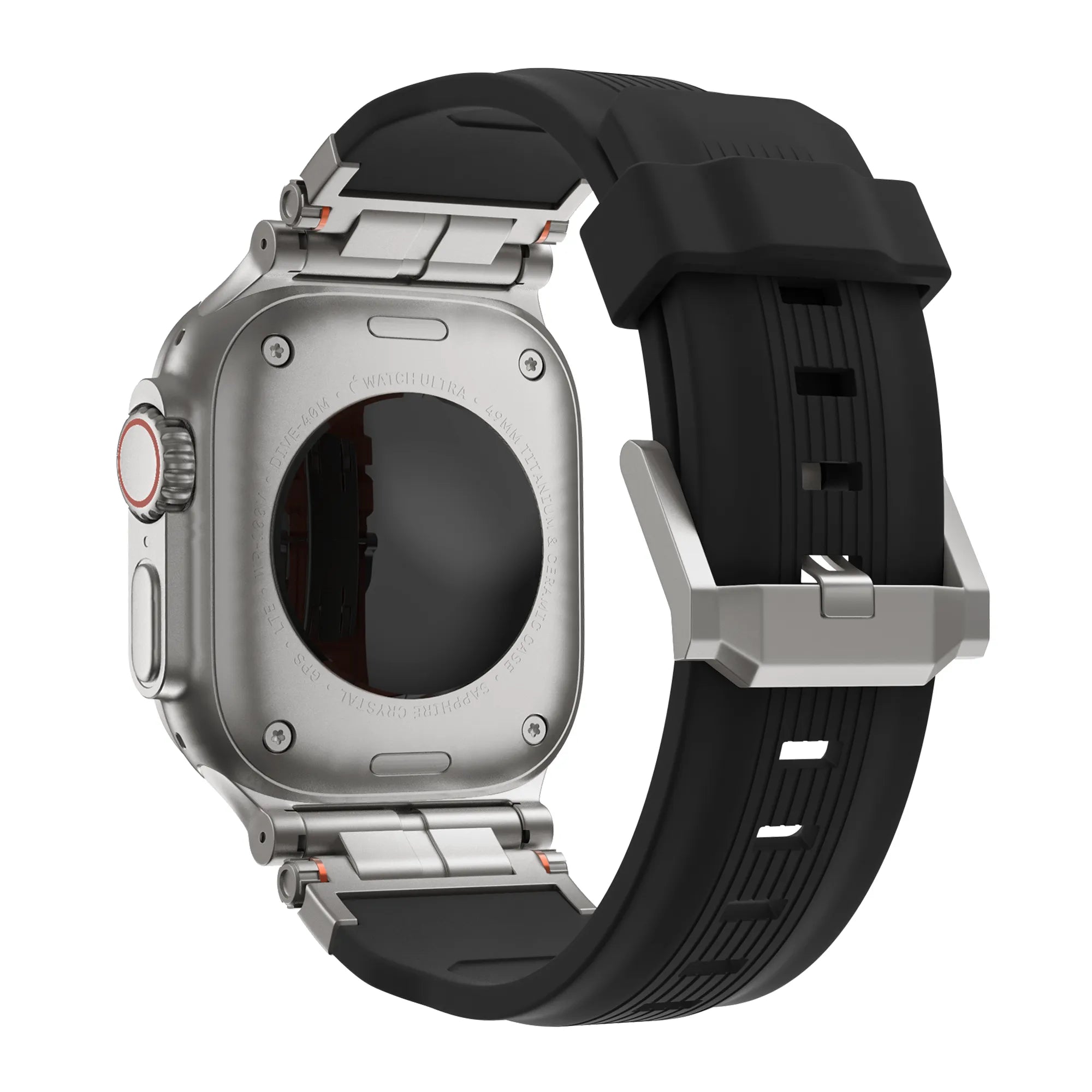 Bandz Apple Watch Liquid Silicone Strap 'Explorer' (Black with Titanium)