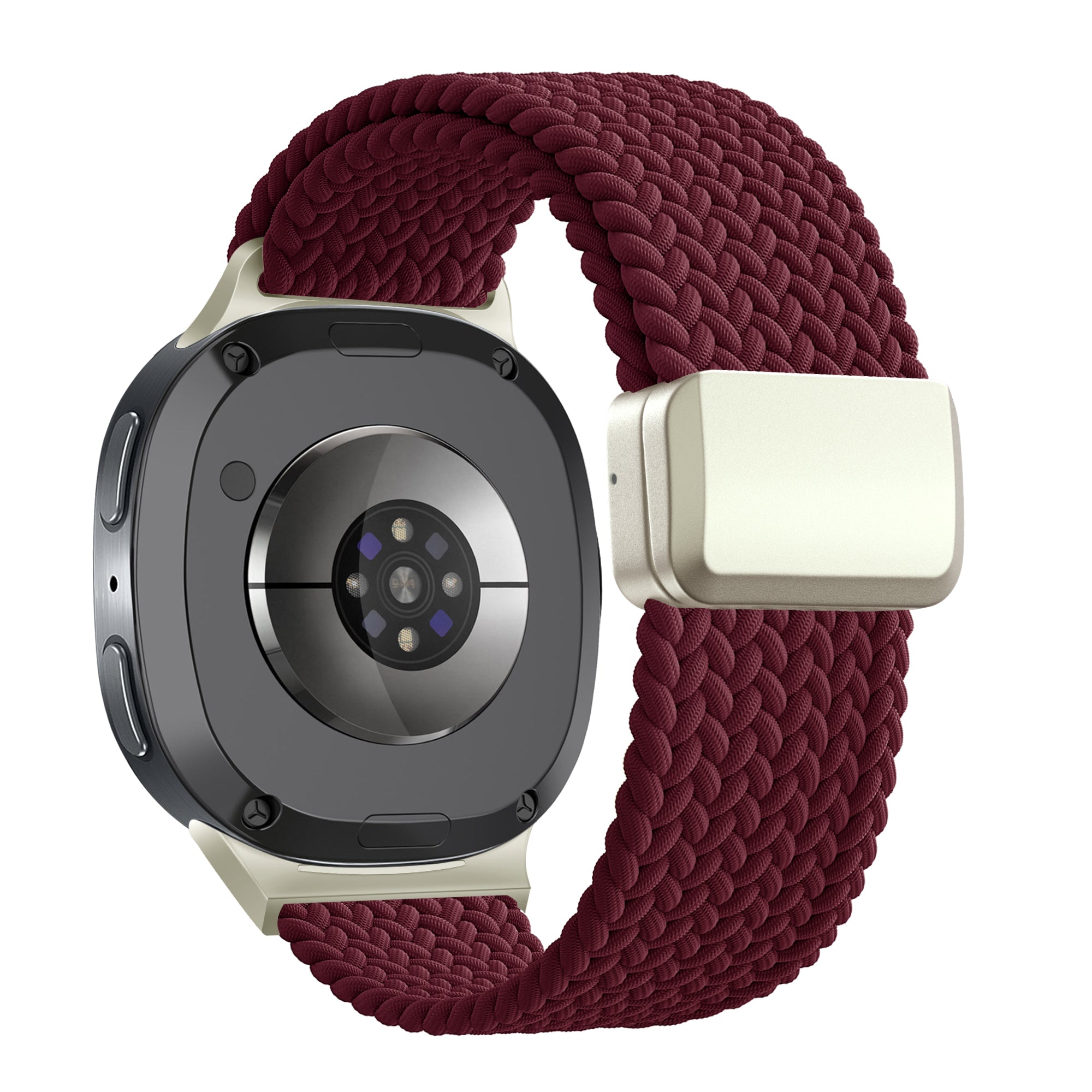 Bandz Samsung Galaxy Watch 9 - 44mm magnetisch geweven bandje (wijnrood)