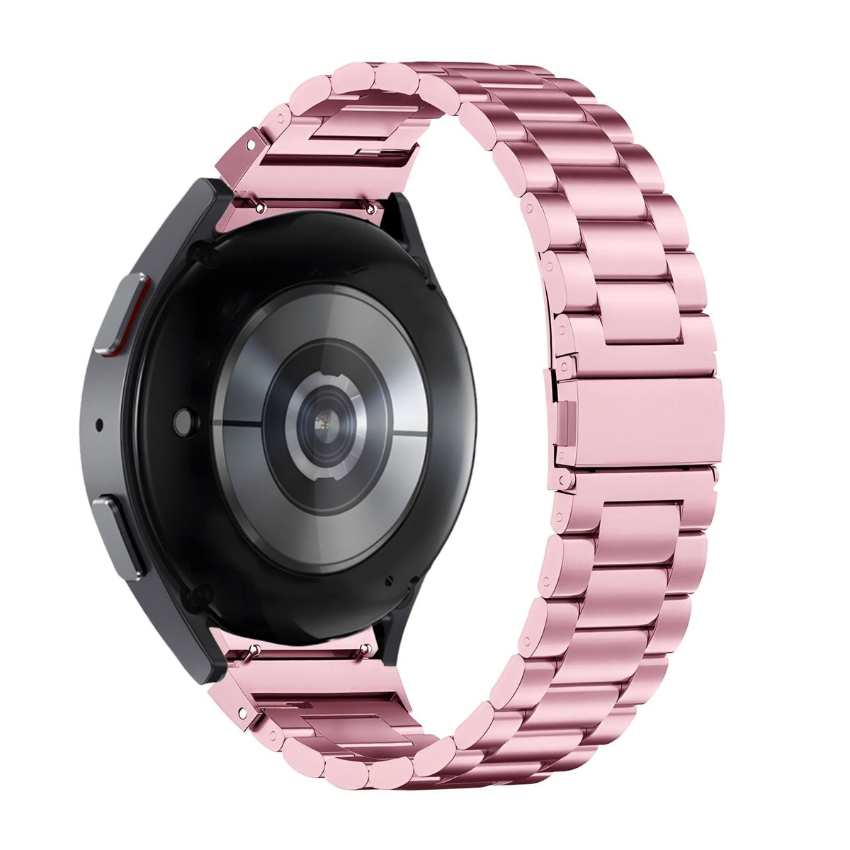 Steel Strap 'Classic', pink, on a watch, 3/4 rear view
