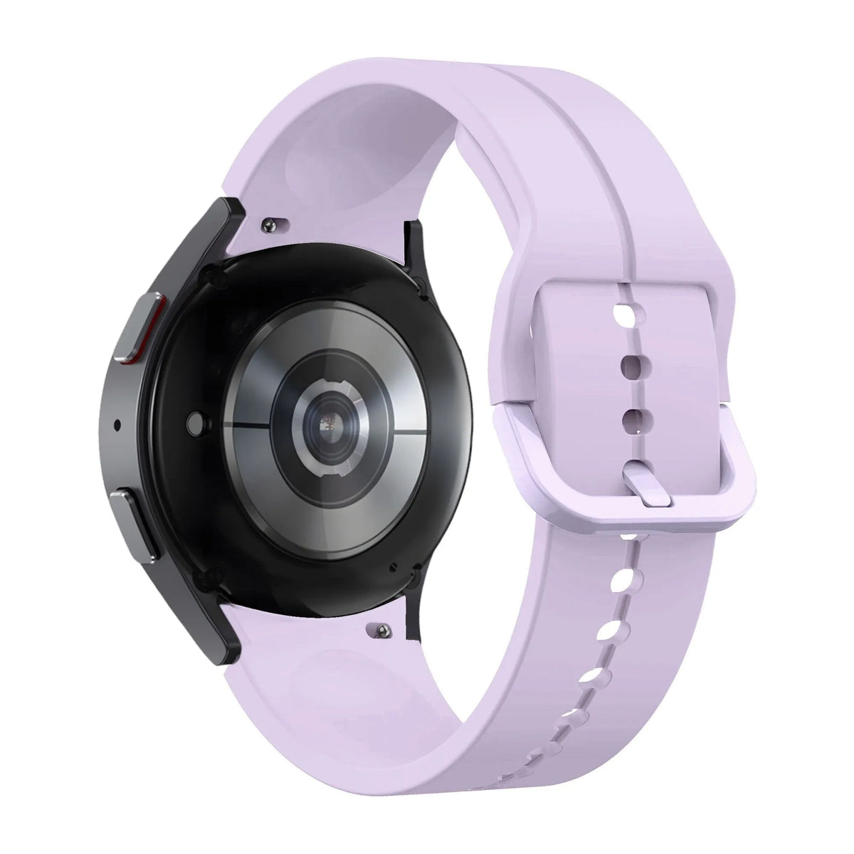 Silicone Strap 'Extreme', light purple, on a watch, 3/4 rear view