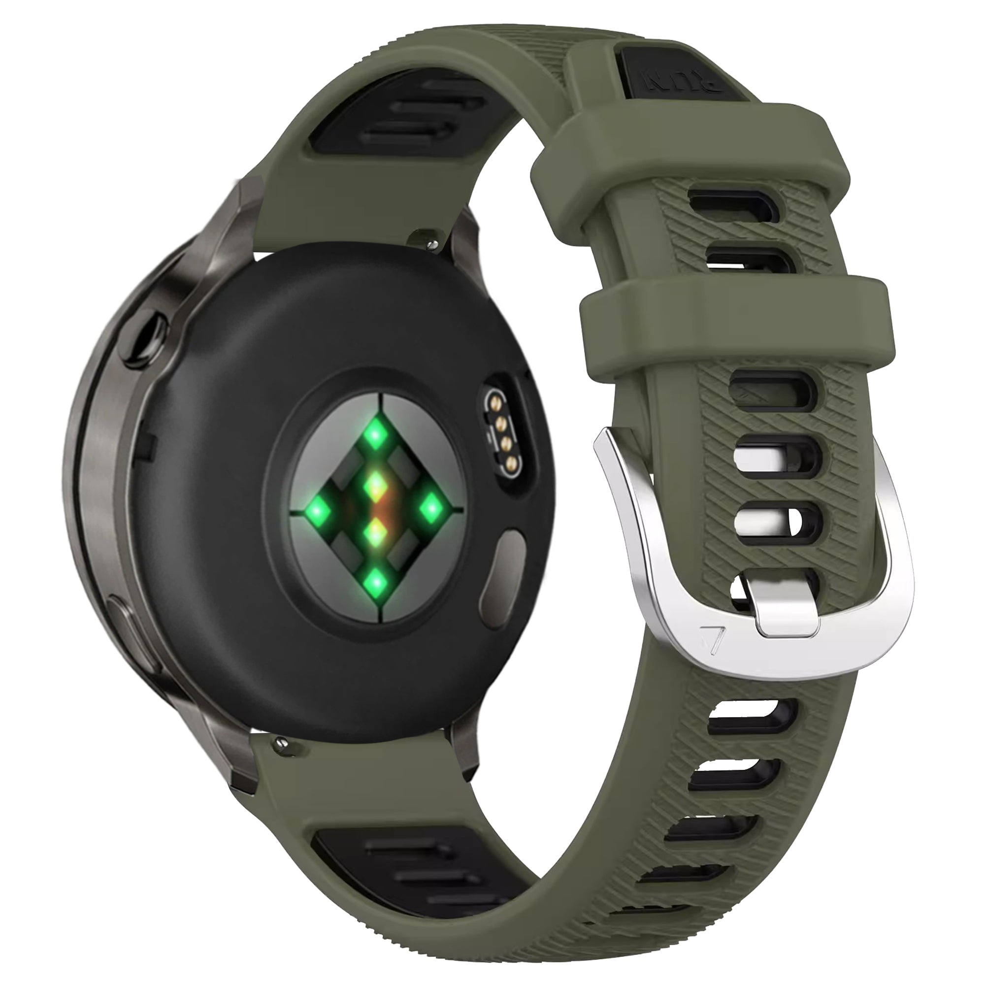 Bandz Garmin Forerunner 255s Sportarmband mit Schnalle (Olivgrün/Schwarz)