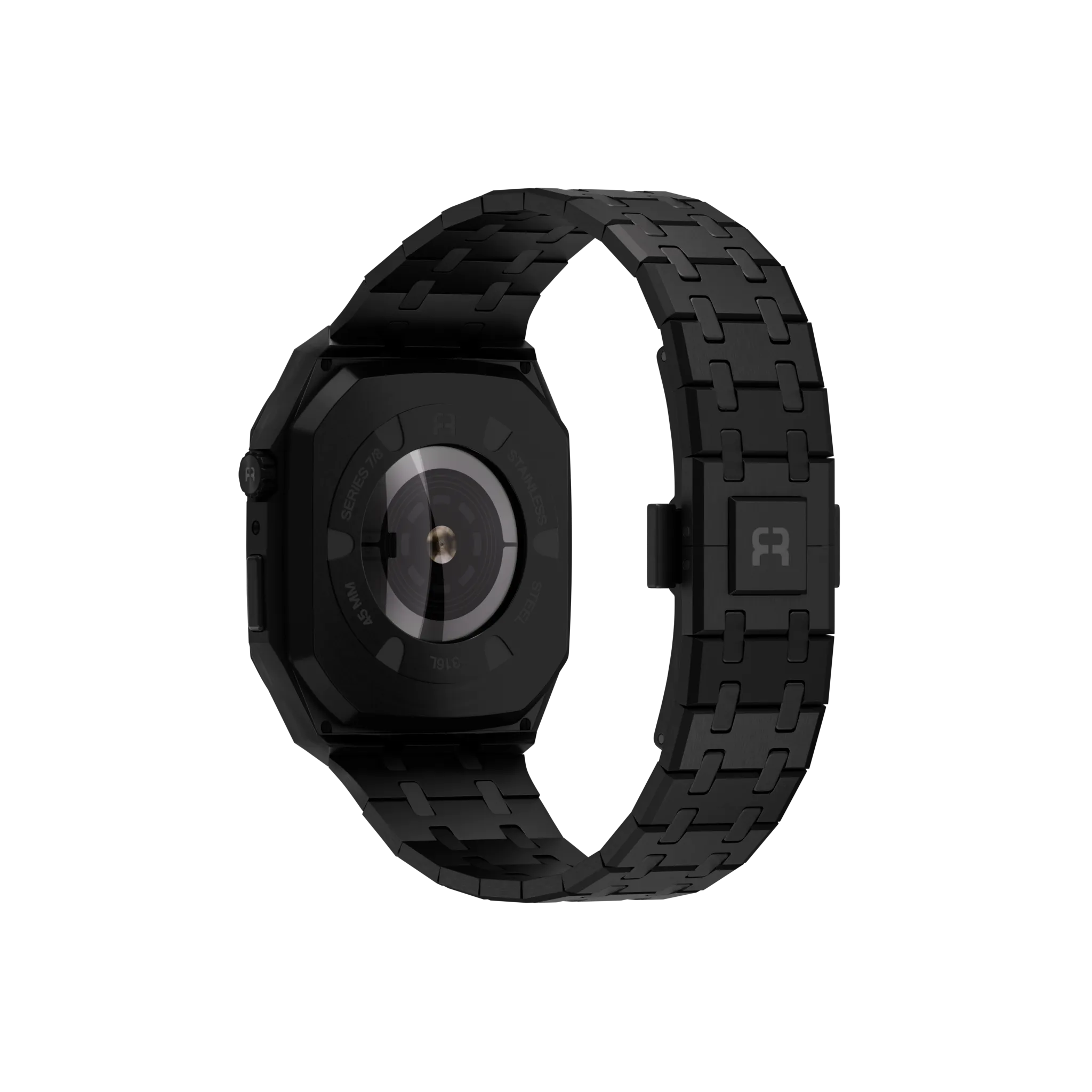 Reqior Apple Watch 45mm Kast met Stalen Band (Zwart)